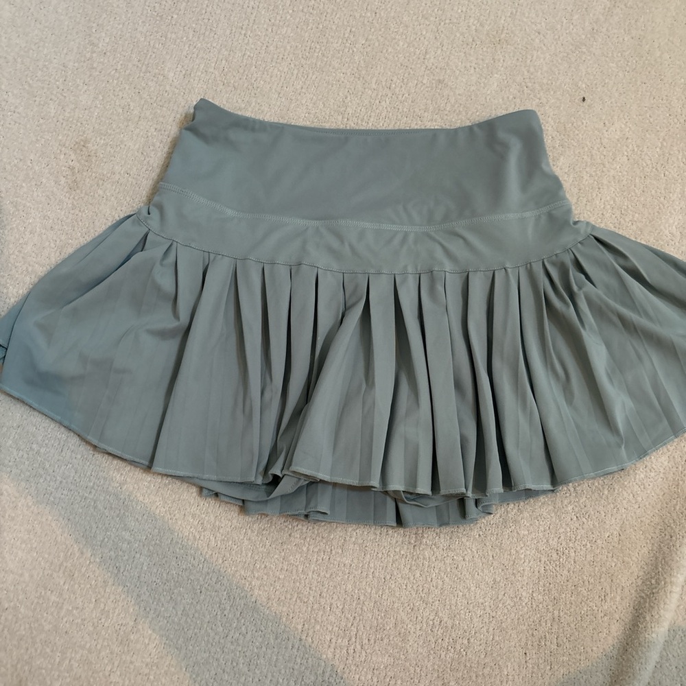 Amazon Green Skater Mini Skirt Pleated High-Low